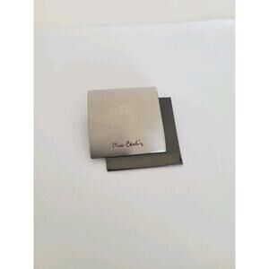 Pierre Cardin Pin Brooch Overlaping Squares Silver Gunmetal Tone Futuristic Logo